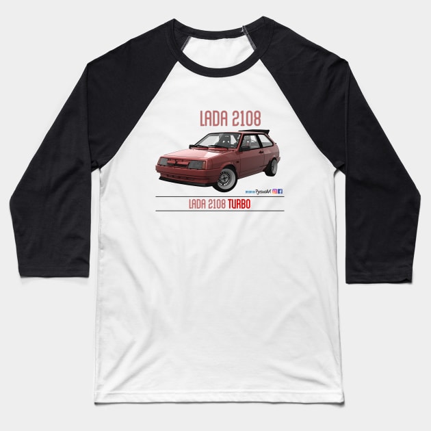 Lada 2108 Turbo Corrida Red Baseball T-Shirt by PjesusArt